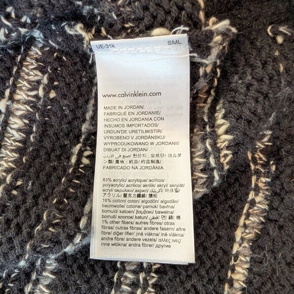 Calvin Klein Jeans black gray white striped sweater XL EUC academia grunge - Picture 9 of 11